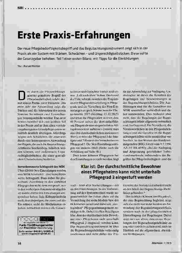 Vorschauseite 1: Erste Praxis-Erfahrungen