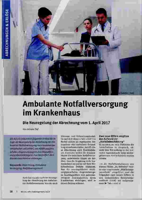 Vorschauseite 1: Ambulante Notfallversorgung im Krankenhaus
