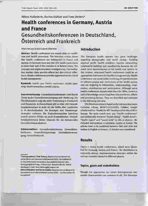 Vorschauseite 1: Gesundheitskonferenzen in Deutschland, Österreich und Frankreich