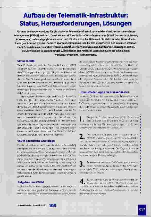 Vorschauseite 1: Aufbau der Telematik-Infrastruktur: Status, Herausforderungen, Lösungen