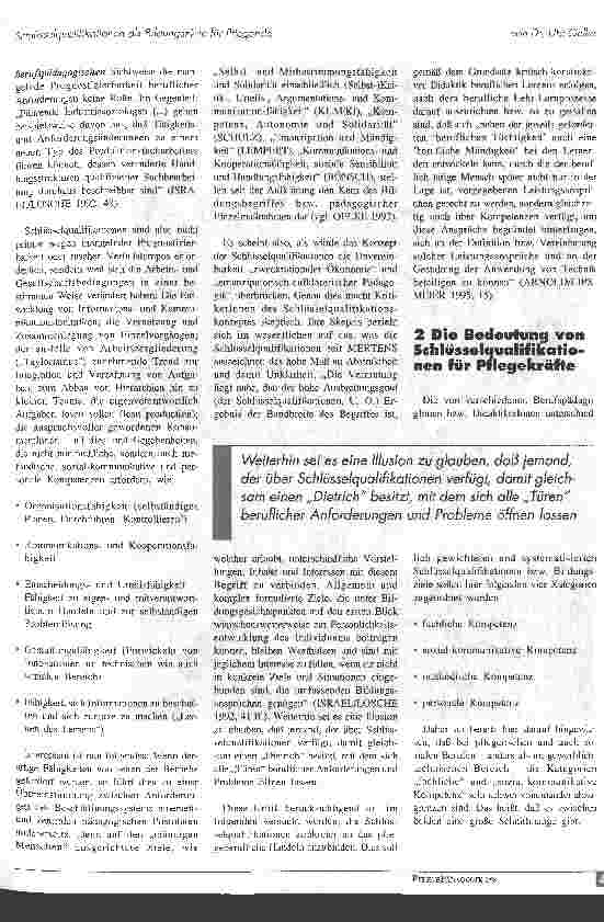 Vorschauseite 2: Schlüsselqualifikationen als Bildungsziele für Pflegende