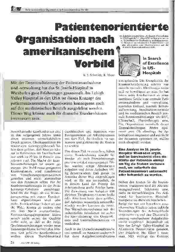 Vorschauseite 1: Patientenorientierte Organisation nach amerikanischem Vorbild
