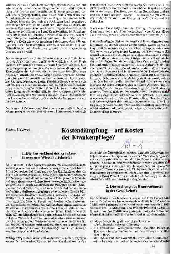 Vorschauseite 3: Kostendämpfung contra Humanität im Krankenhaus? Tagung der Evangelischen Akademie Baden