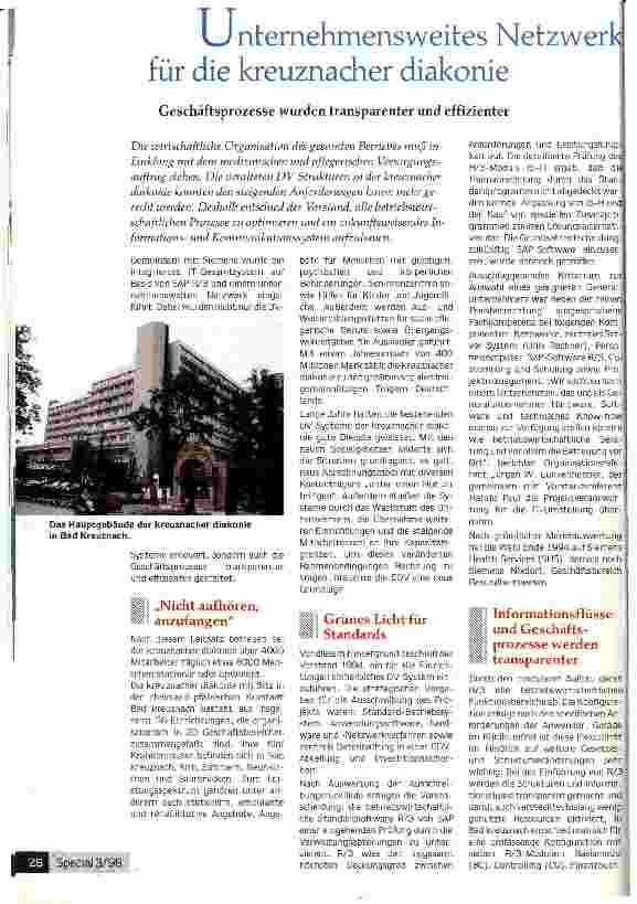 Vorschauseite 1: Unternehmensweites Netzwerk für die kreuznacher diakonie Geschäftsprozesse wurden transparenter und effizienter