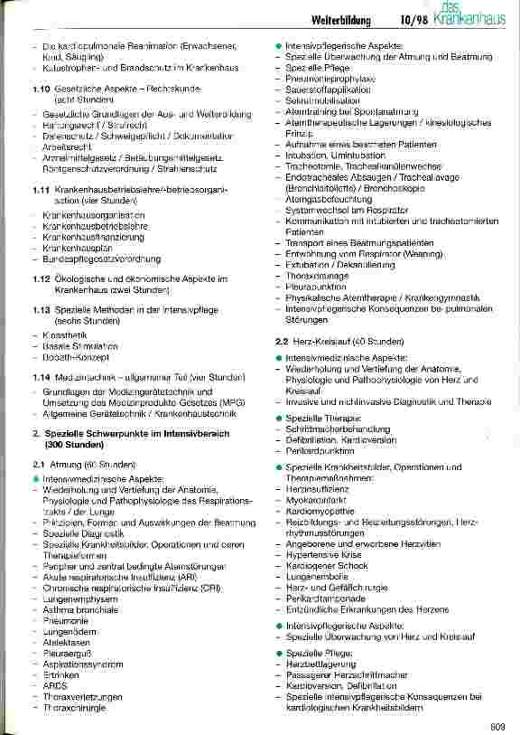 Vorschauseite 2: DKG-Empfehlung zur Weiterbildung für Krankenpflegepersonen in der Intensivpflege (II)