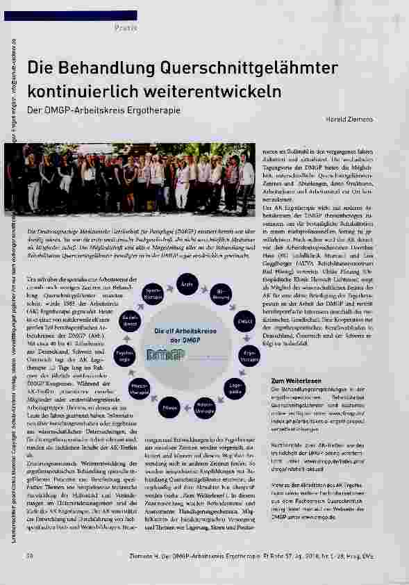 Vorschauseite 1: Die Behandlung Querschnittgelähmter kontinuierlich weiterentwickeln