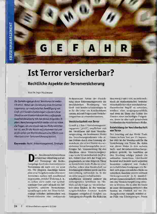Vorschauseite 1: Ist Terror versicherbar?