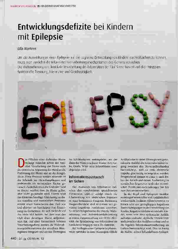 Vorschauseite 1: Entwicklungsdefizite bei Kindern mit Epilepsie