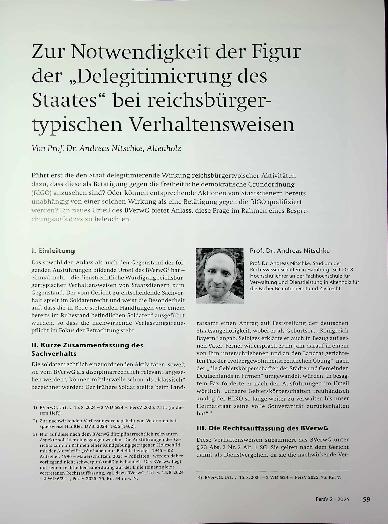 Vorschauseite 1: Zur Notwendigkeit der Figur der „Delegitimierung des Staates“ bei reichsbürger typischen Verhaltensweisen