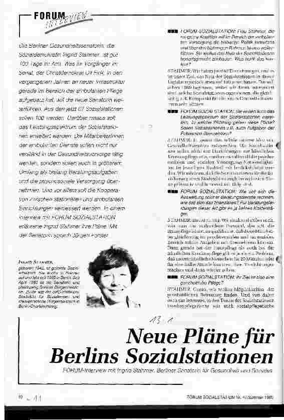Vorschauseite 1: Neue Pläne für Berlins Sozialstationen