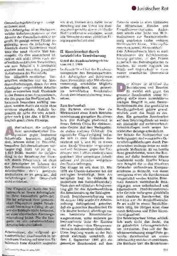 Vorschauseite 2: Rauchverbot am Arbeitsplatz
