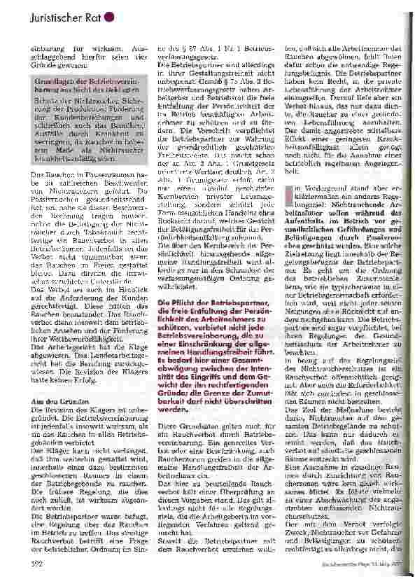Vorschauseite 3: Rauchverbot am Arbeitsplatz