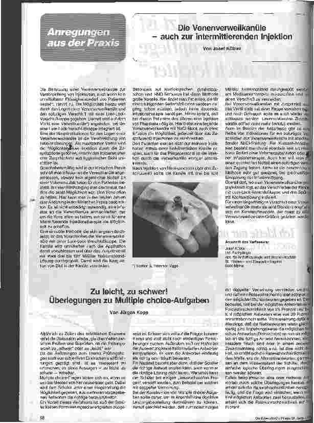 Vorschauseite 1: Die Venenverweilkanüle - auch zur intermittierenden Injektion