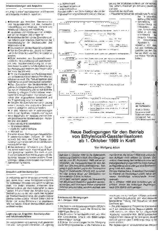 Vorschauseite 1: Neue Bedingungen für den Betrieb von Ethylenoxid-Gassterilisatoren ab 1. Oktober 1989