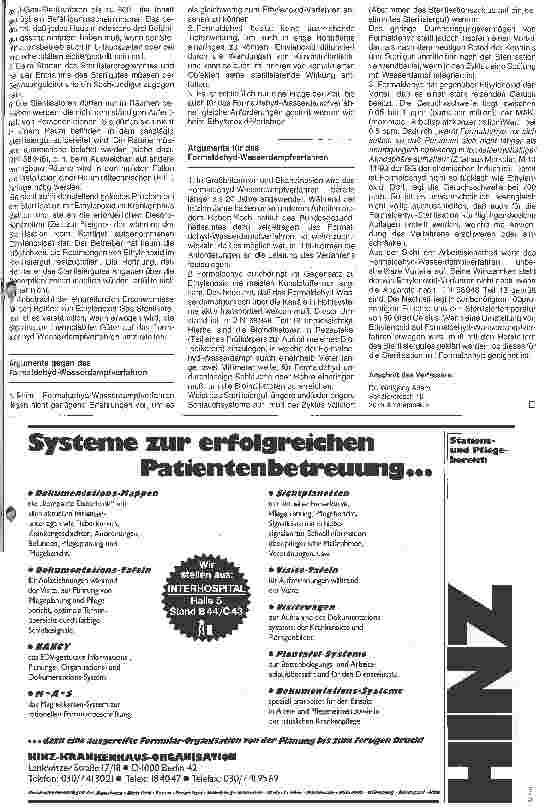 Vorschauseite 2: Neue Bedingungen für den Betrieb von Ethylenoxid-Gassterilisatoren ab 1. Oktober 1989