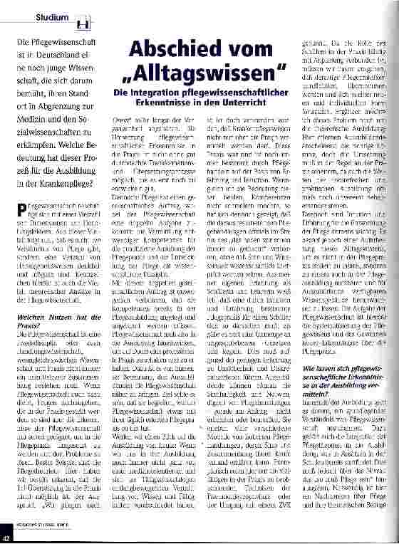 Vorschauseite 1: Abschied vom Alltagswissen Die Integration pflegewissenschaftlicher Erkenntnisse in den Unterricht