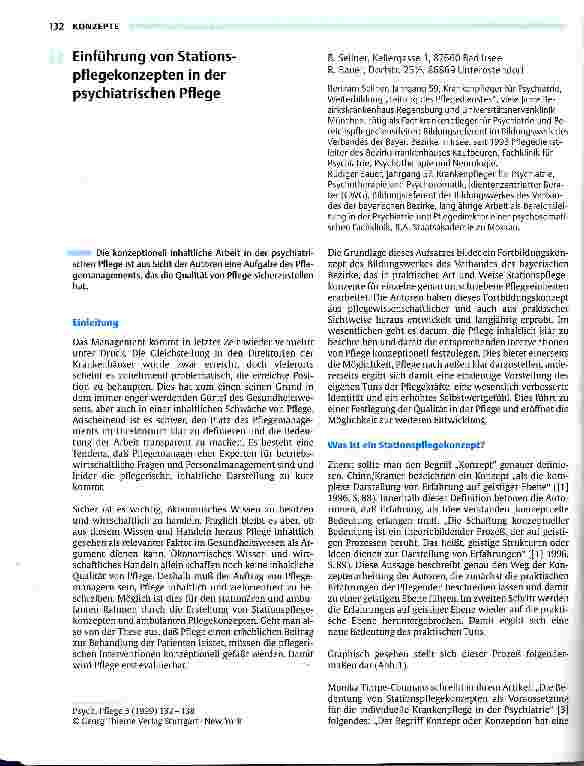 Vorschauseite 1: Einführung von Stationspflegekonzepten in der psychiatrischen Pflege