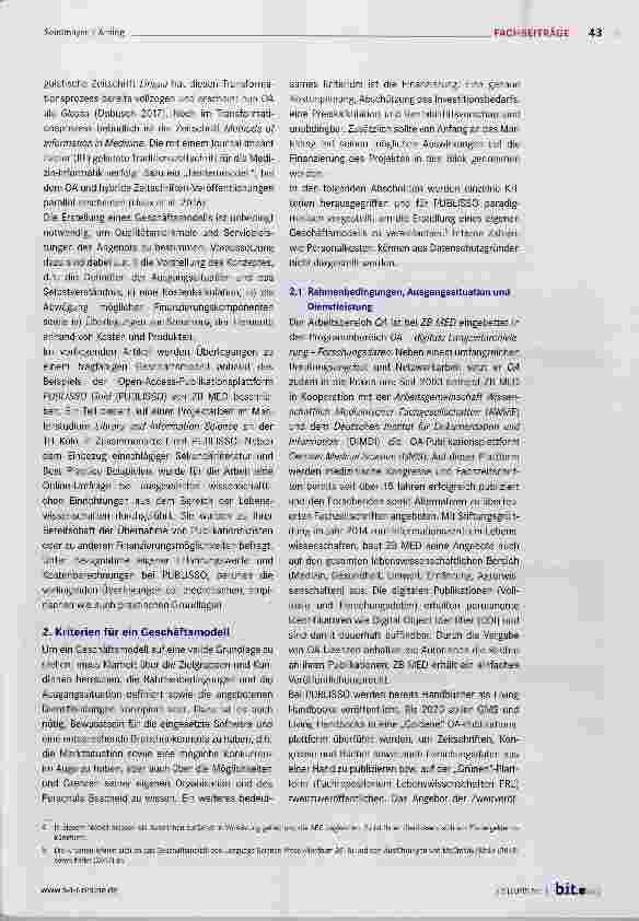 Vorschauseite 2: Open-Access-Geschäftsmodell für PUBLISSO ZB MED Publikationsplattform für die Lebenswissenschaften