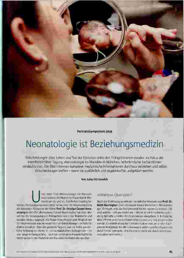 Vorschauseite 1: Neonatologie ist Beziehungsmedizin