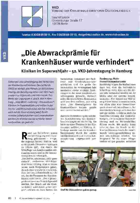 Vorschauseite 1: „Die Abwrackprämie für Krankenhäuser wurde verhindert