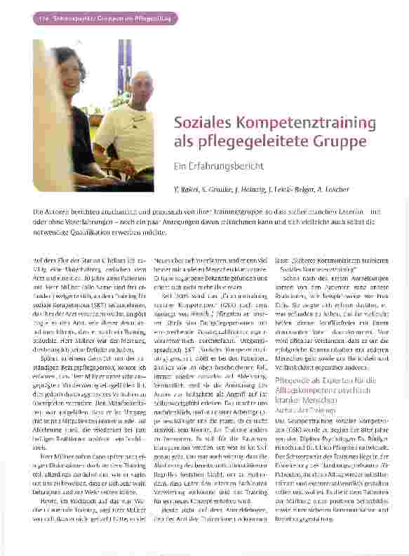 Vorschauseite 1: Soziales Kompetenztraining als pflegegeleitete Gruppe