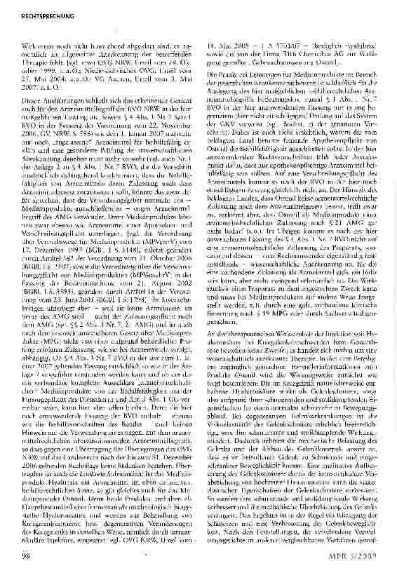 Vorschauseite 4: Beihilfefähigkeit eines Hyaluronsäurepräparates §§ 4 Abs. i, 3 Abs. i, io Abs. i BhV NW, §§ i, 2 Abs. l AAAG, § 3 MPG