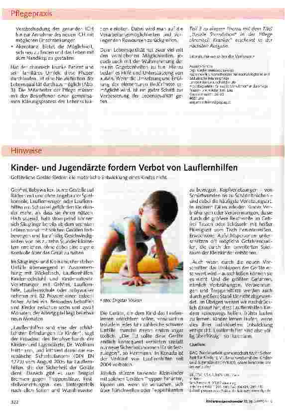 Vorschauseite 1: Kinderund Jugendärzte fordern Verbot von Lauflernhilfen