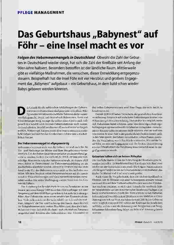Vorschauseite 1: Das Geburtshaus „Babynest auf Föhr eine Insel macht es vor