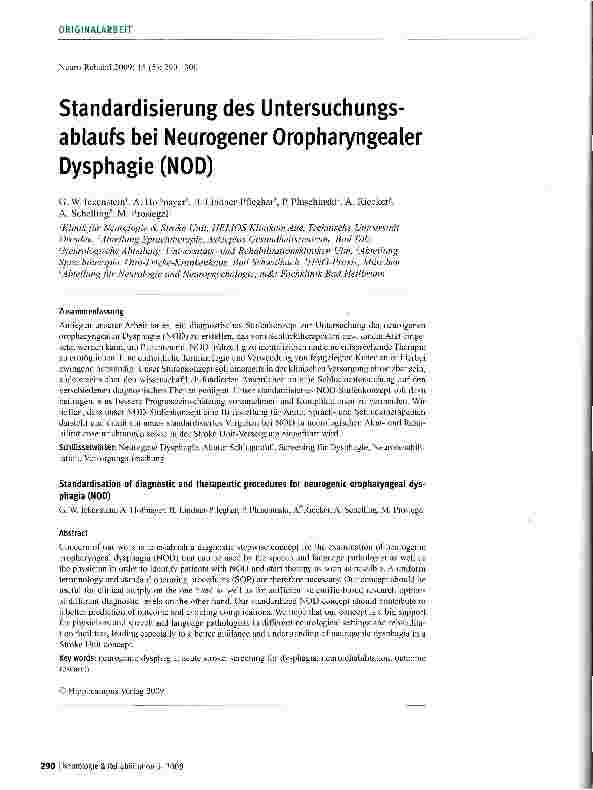 Vorschauseite 1: Standardisierung des Untersuchungsablaufs bei Neurogener Oropharyngealer Dysphagie (NOD)