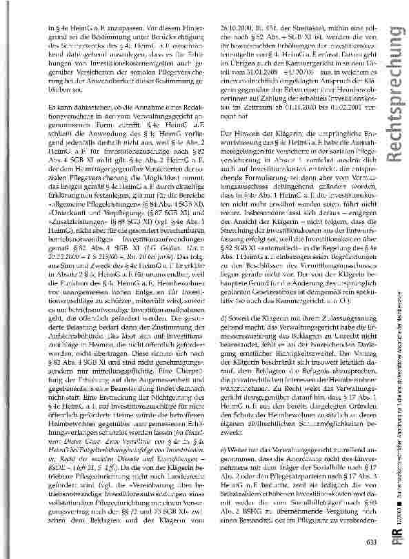 Vorschauseite 4: Zur heimaufsichtsrechtlichen Anordnung zur Sicherung zivilrechtlicher Ansprüche der Heimbewohner