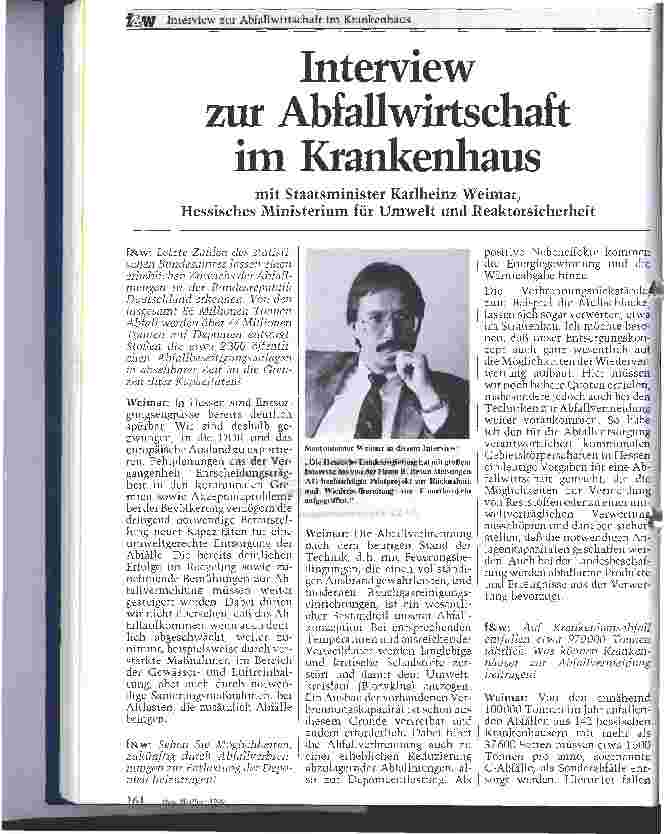 Vorschauseite 1: Interview zur Abfallwirtschaft im Krankenhaus