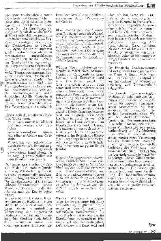 Vorschauseite 2: Interview zur Abfallwirtschaft im Krankenhaus