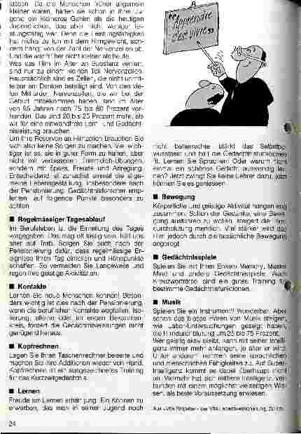 Vorschauseite 4: Gedächtnistraining Wer seine geistigen Fähigkeiten behält lebt besser