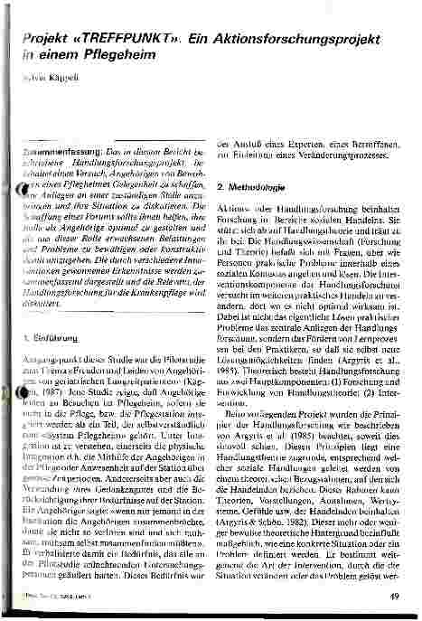 Vorschauseite 1: Projekt Treffpunkt Ein Aktionsforschungsprojekt in einem Pflegeheim