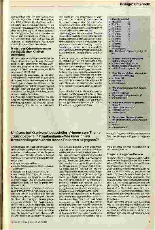 Vorschauseite 4: Der Suizidpatient im Krankenhaus Überlegungen zum Unterricht