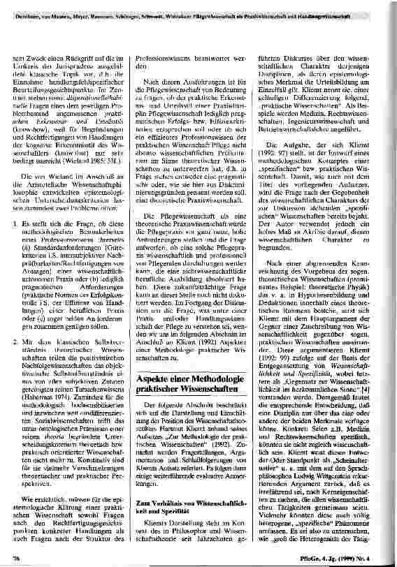 Vorschauseite 4: Pflegewissenschaft als Praxiswissenschaft und Handlungswissenschaft