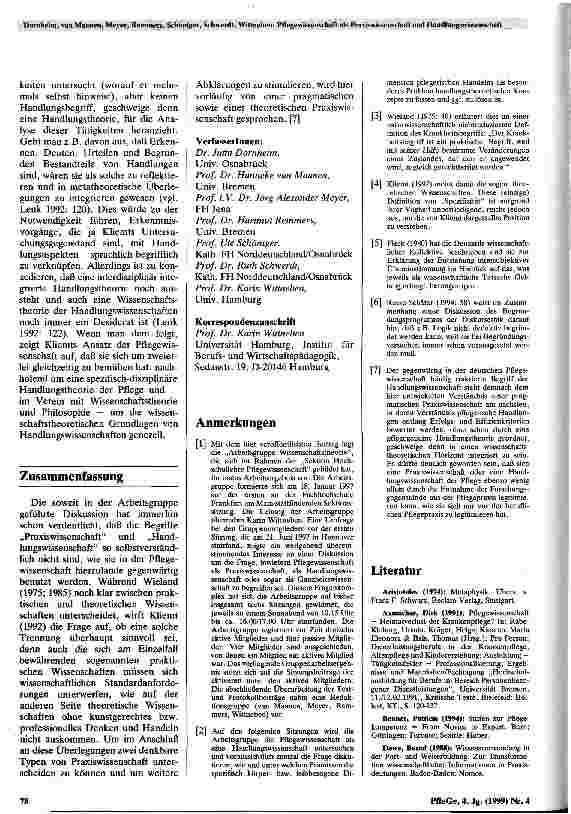 Vorschauseite 6: Pflegewissenschaft als Praxiswissenschaft und Handlungswissenschaft