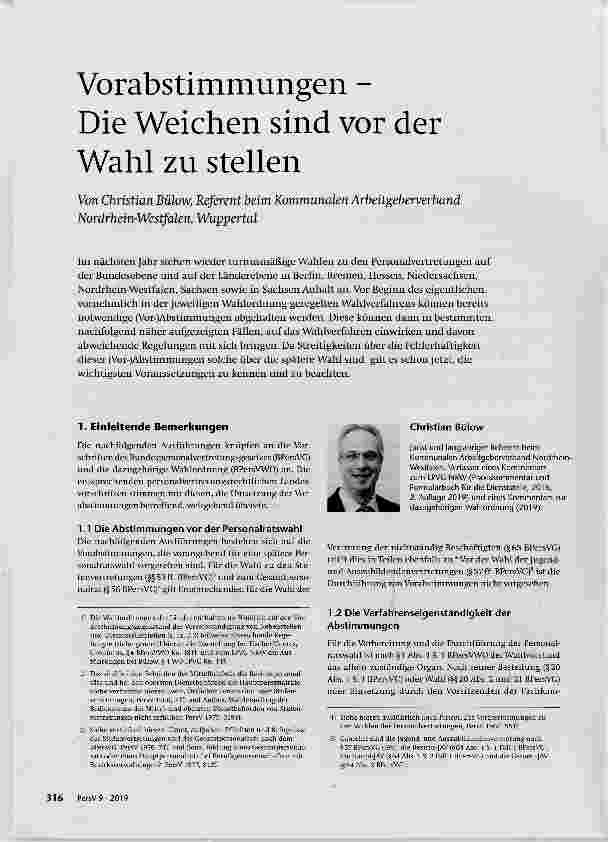 Vorschauseite 1: Vorabstimmungen Die Weichen sind vor der Wahl zu stellen