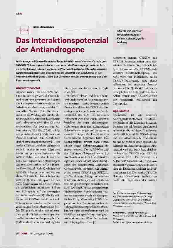 Vorschauseite 1: Das Interaktionspotenzial der Antiandrogene
