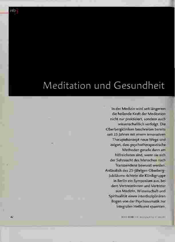 Vorschauseite 1: Meditation und Gesundheit