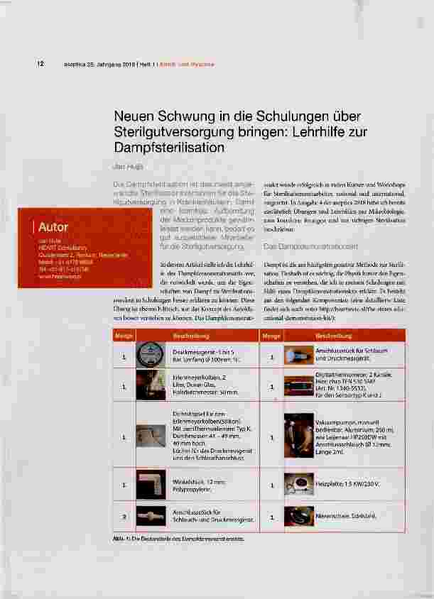 Vorschauseite 1: Neuen Schwung in die Schulungen über Sterilgutversorgung bringen: Lehrhilfe zur Dampfsterilisation