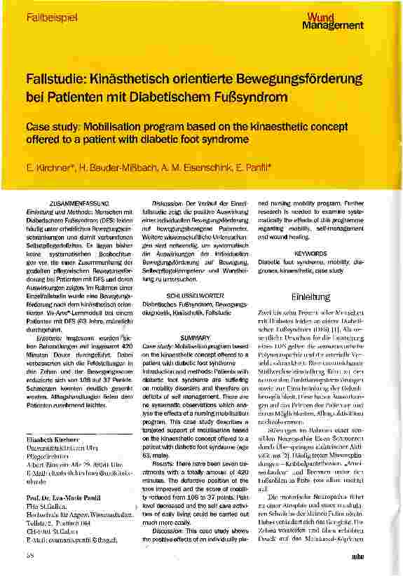 Vorschauseite 1: Fallstudie: Kinästhetisch orientierte Bewegungsförderung bei Patienten mit Diabetischem Fußsyndrom
