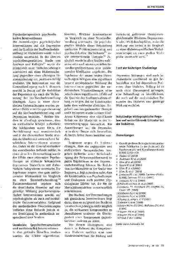 Vorschauseite 4: Behandlung depressiver Störungen bei Diabetes mellitus
