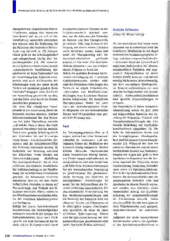 Vorschauseite 3: Pharmazeutische Beratung zu Medikationsumstellungen an der Schnittstelle von ambulanter zu stationärer Versorgung