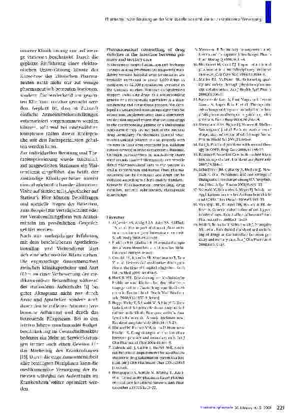 Vorschauseite 4: Pharmazeutische Beratung zu Medikationsumstellungen an der Schnittstelle von ambulanter zu stationärer Versorgung