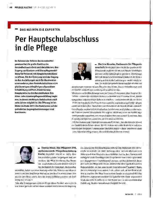 Vorschauseite 1: Per Hauptschulabschluss in die Pflege