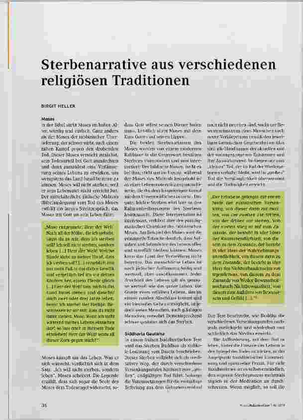 Vorschauseite 1: Sterbenarrative aus verschiedenen religiösen Traditionen