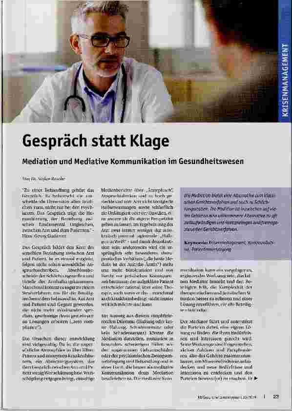 Vorschauseite 1: Gespräch statt Klage
