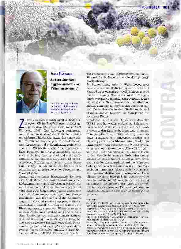 Vorschauseite 2: MRSA- Ist Isolation notwendig?