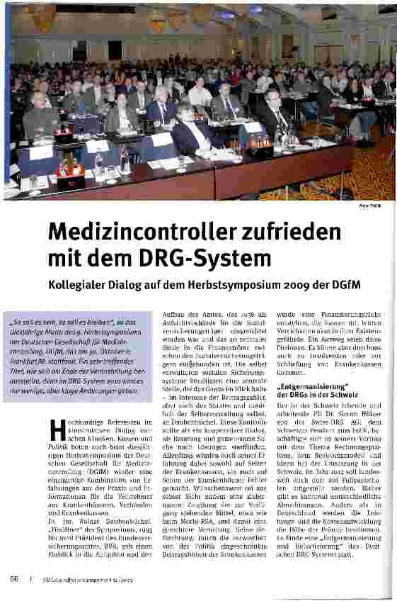 Vorschauseite 1: Medizincontroller zufrieden mit dem DRG-System